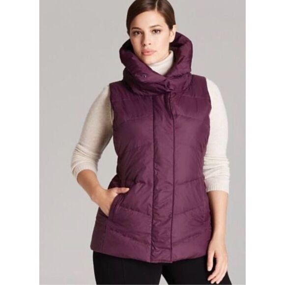 Eileen Fisher Jackets & Blazers - Eileen Fisher High Collar Zip Down Puffer Vest size L Large Plum Purple